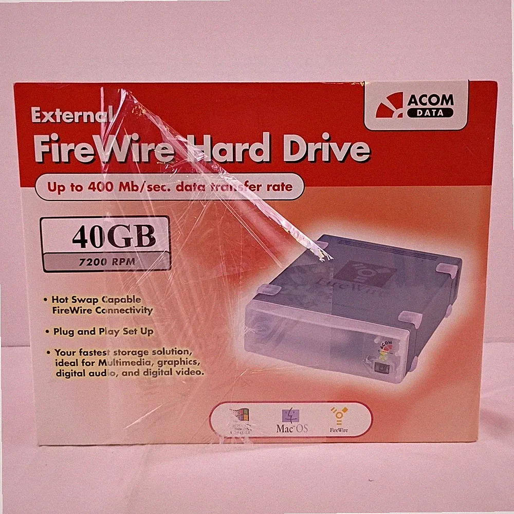 Acom Data External FireWire Hard Drive 400MB 40GB 7200 RPM Open Box