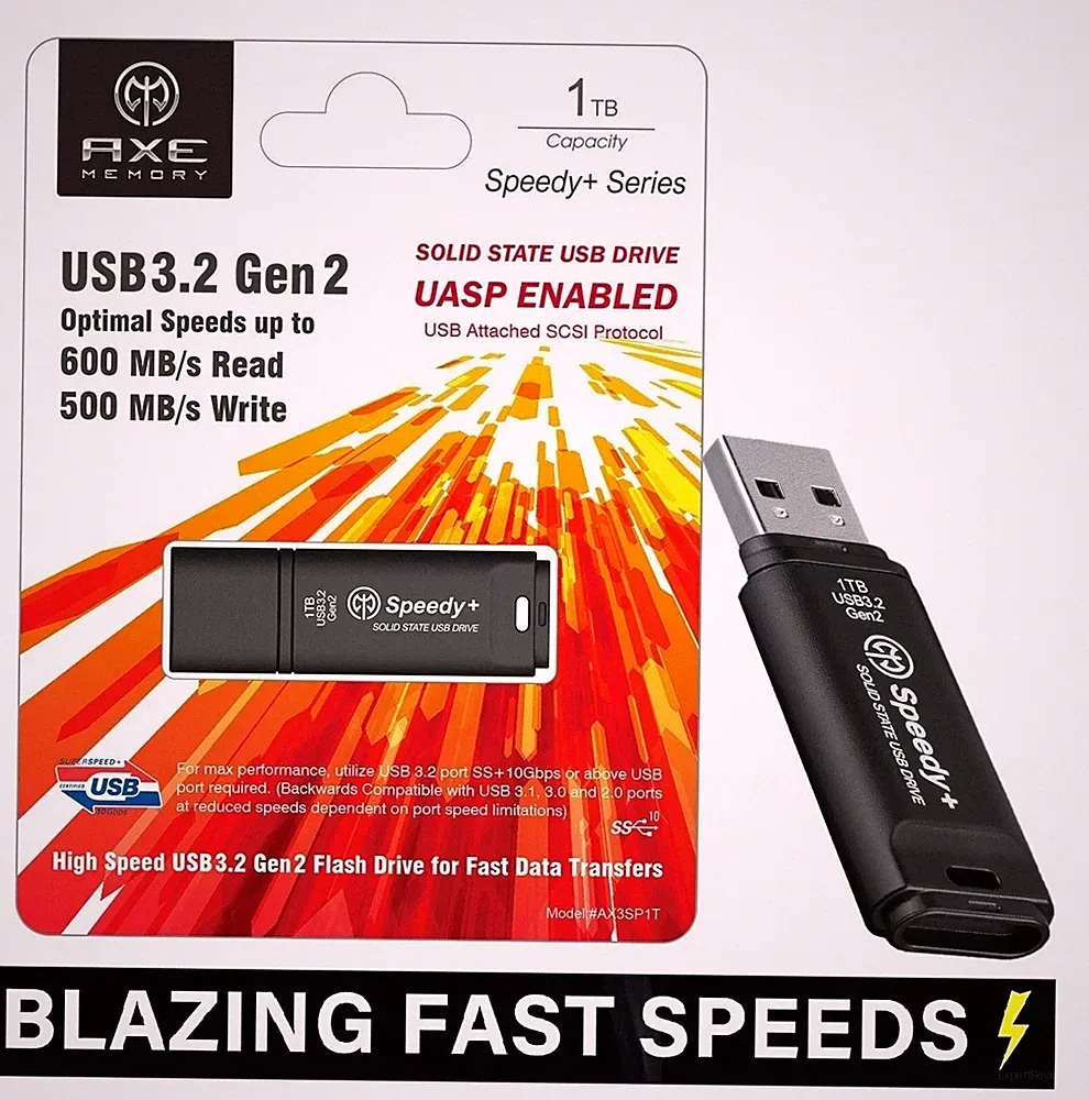 AXE MEMORY Portable SSD 1TB USB Drive Stick Type-A USB 3.2 Gen2 UASP SuperSpeed+