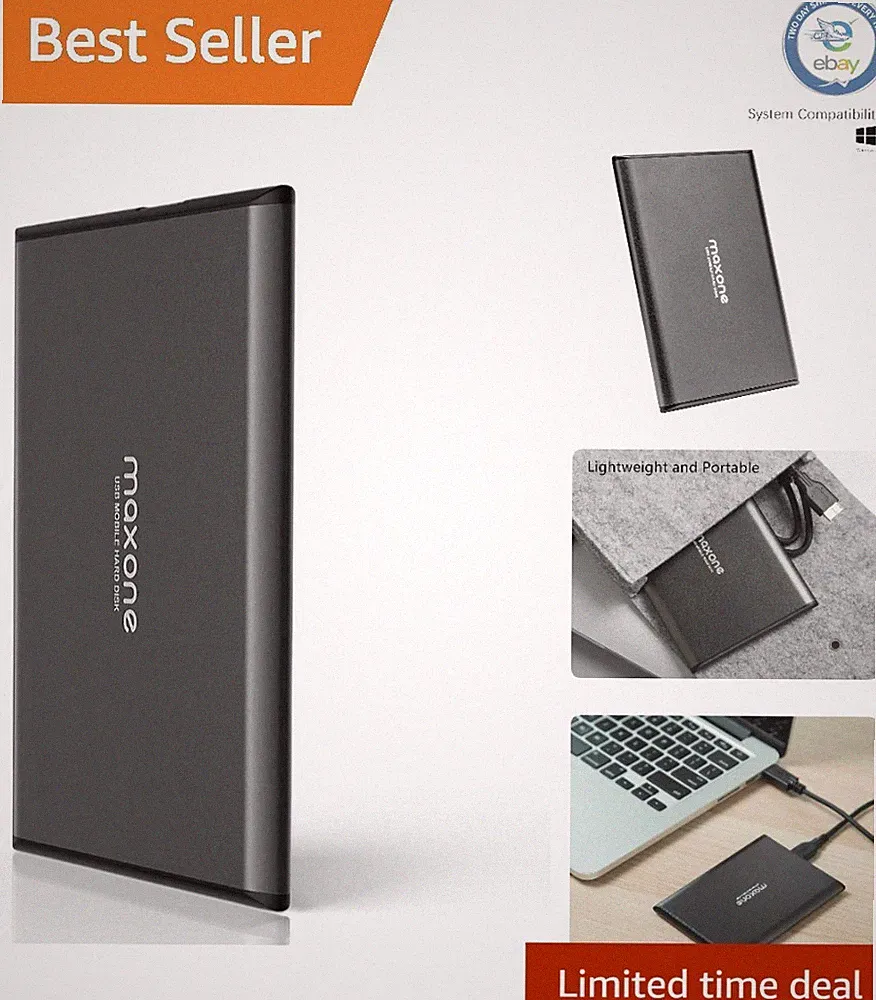 Durable 500GB External Hard Drive - Fast USB 3.0 Connectivity, Plug and Play