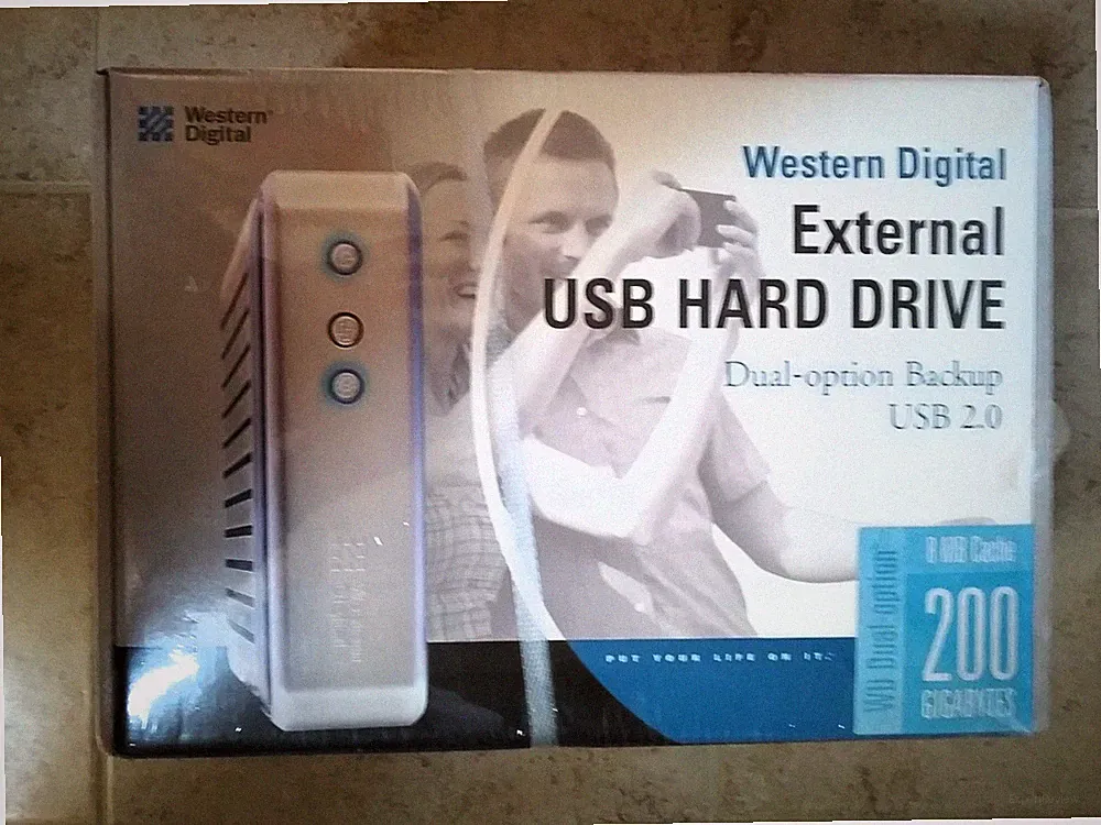 External USB 2.0 Hard Drive 200gb Western Digital Dual-Option Backup- New in Box