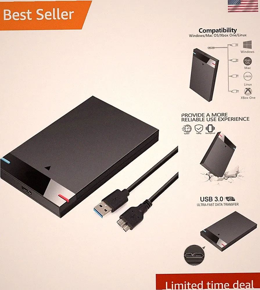 Lightweight 250GB External Hard Drive - Ultra Slim Design with LED Indicator
