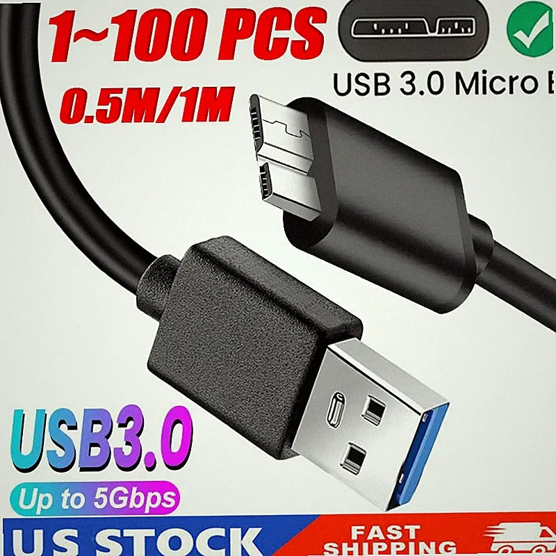 Micro USB 3.0 Cable High Speed Data SYNC For HDD External Hard Drive LOT
