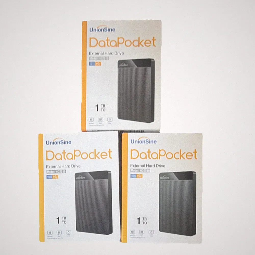 [New] 3-Pack UnionSine 1TB Portable External HDD (Total 3TB) USB 3.0 for PC/Mac