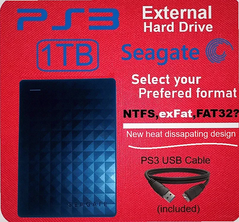 PS3 1tb External Hard Drive for Custom Firmware Select Format for all models