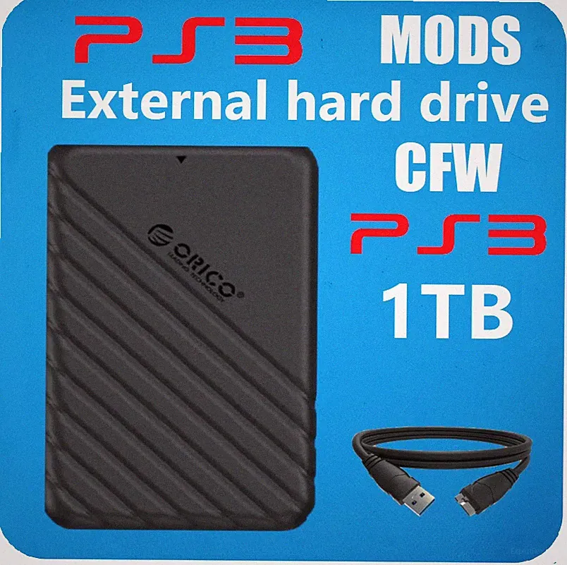 PS3 External Hard Drive Consoles with Custom Firmware 1TB Memory Expansion