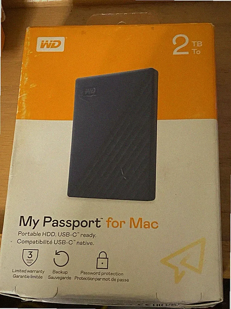 WD 2TB My Passport for Mac Portable External Hard Drive HDD, USB-C and USB-A